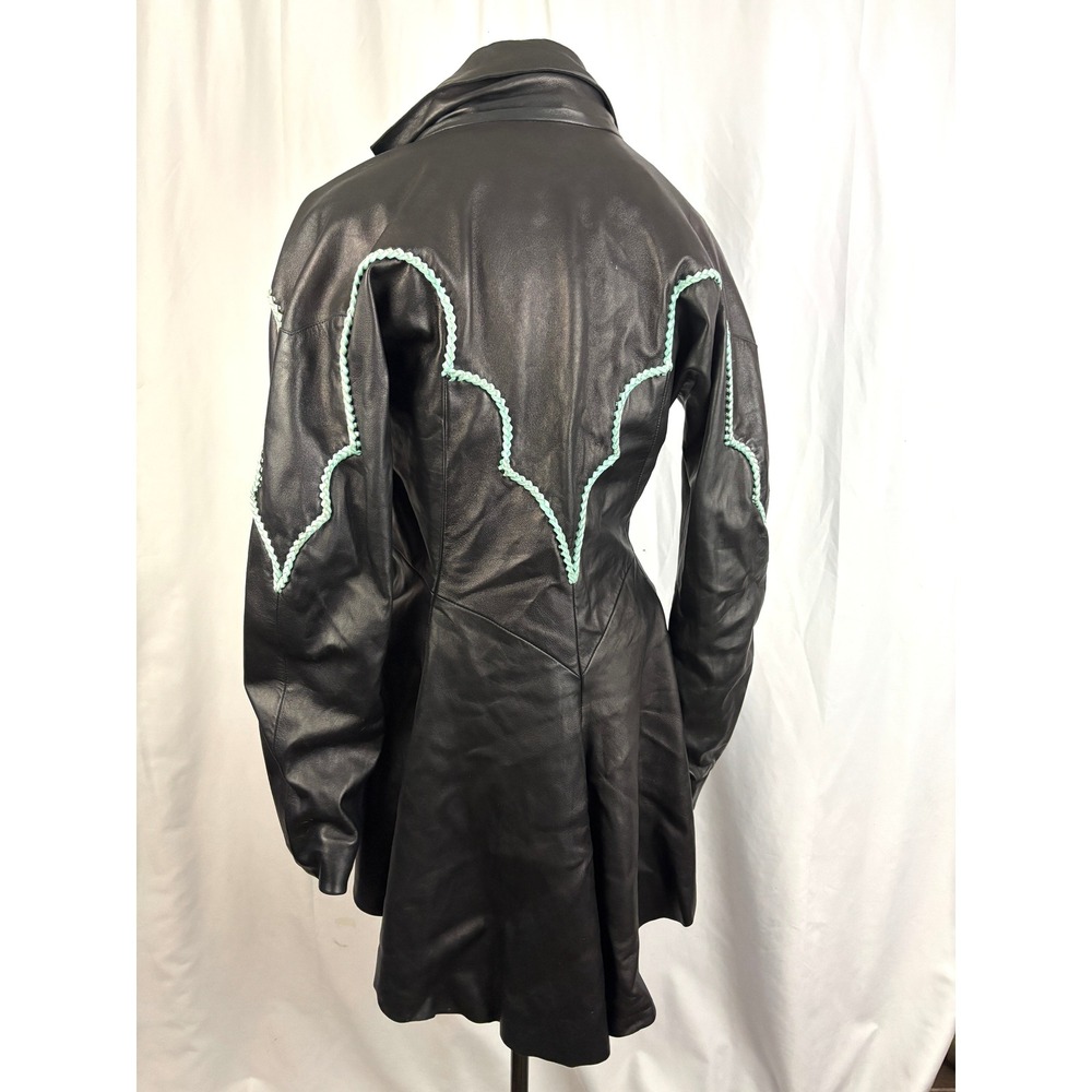 Michelle Julene Black Leather Jacket Western Concho Sterling Whipstitch Fitted S - Picture 15 of 16